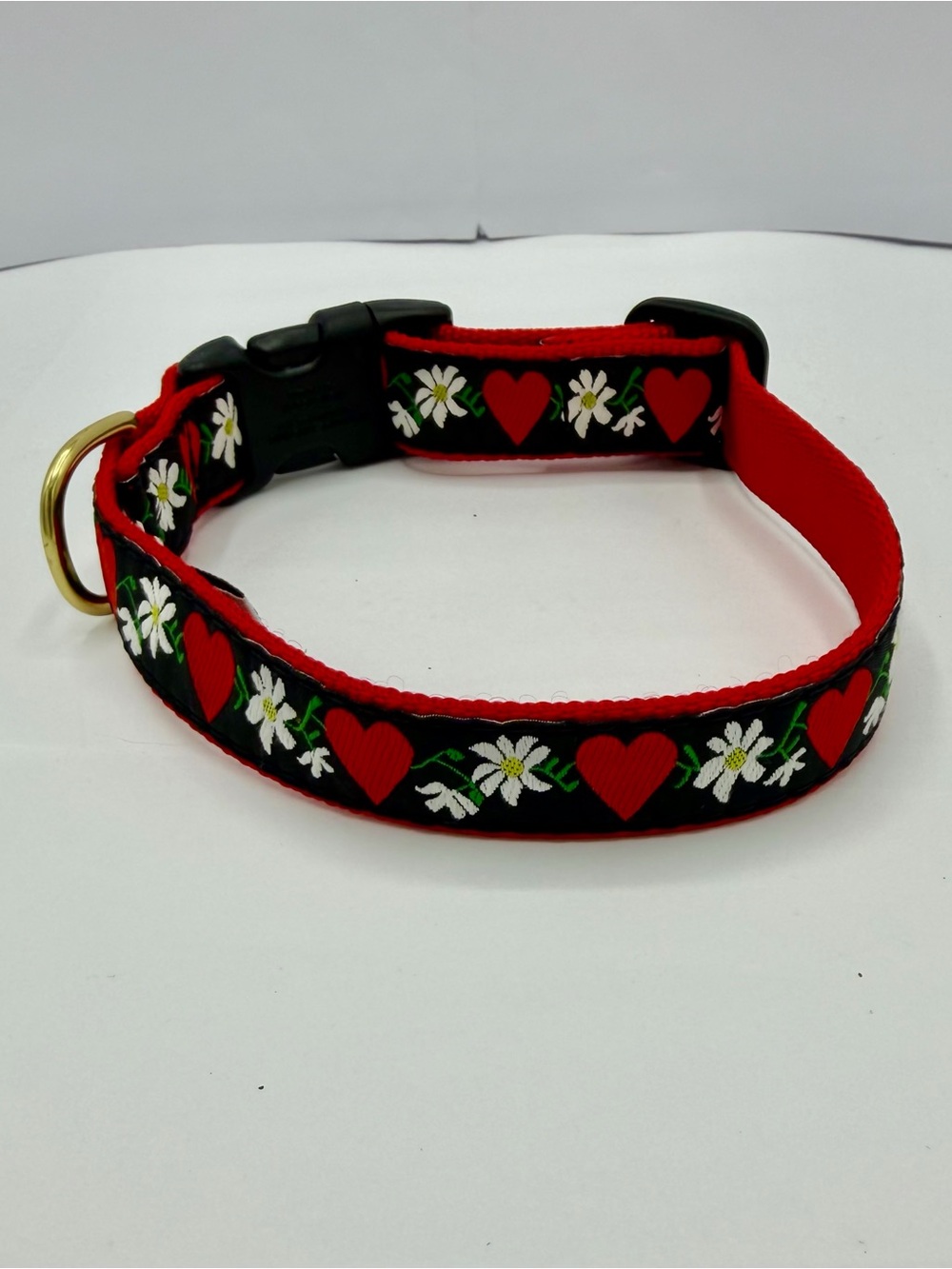 Up Country Dog Collar Hearts And Flowers Adjustable Made In USA size M